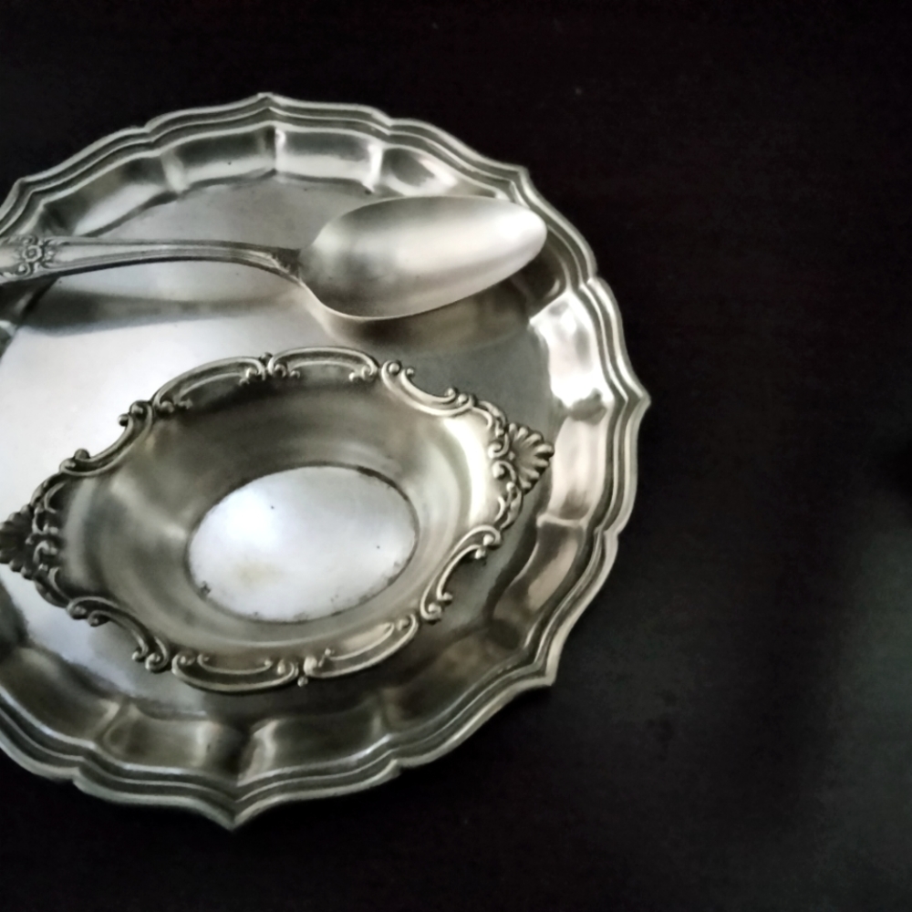 Silver plated bowl and spoon